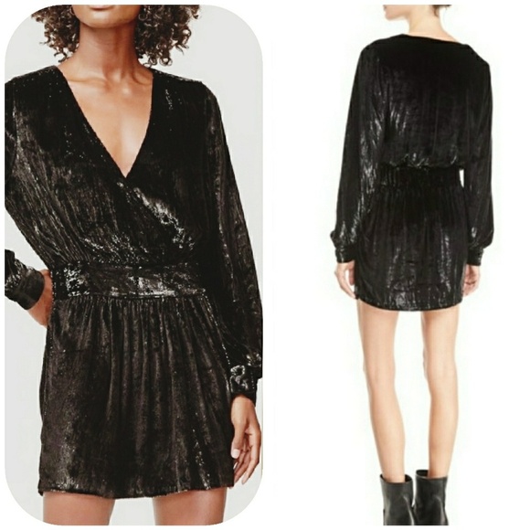 FRAME wrap  effect metallic velvet mini dress - Picture 5 of 10